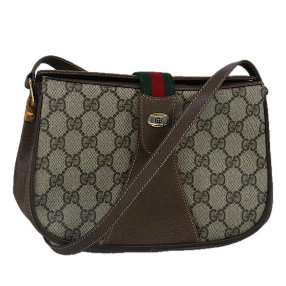 GUCCI GG Supreme Web Sherry Line Shoulder Bag Pvc Beige Red - Picture 1 of 16